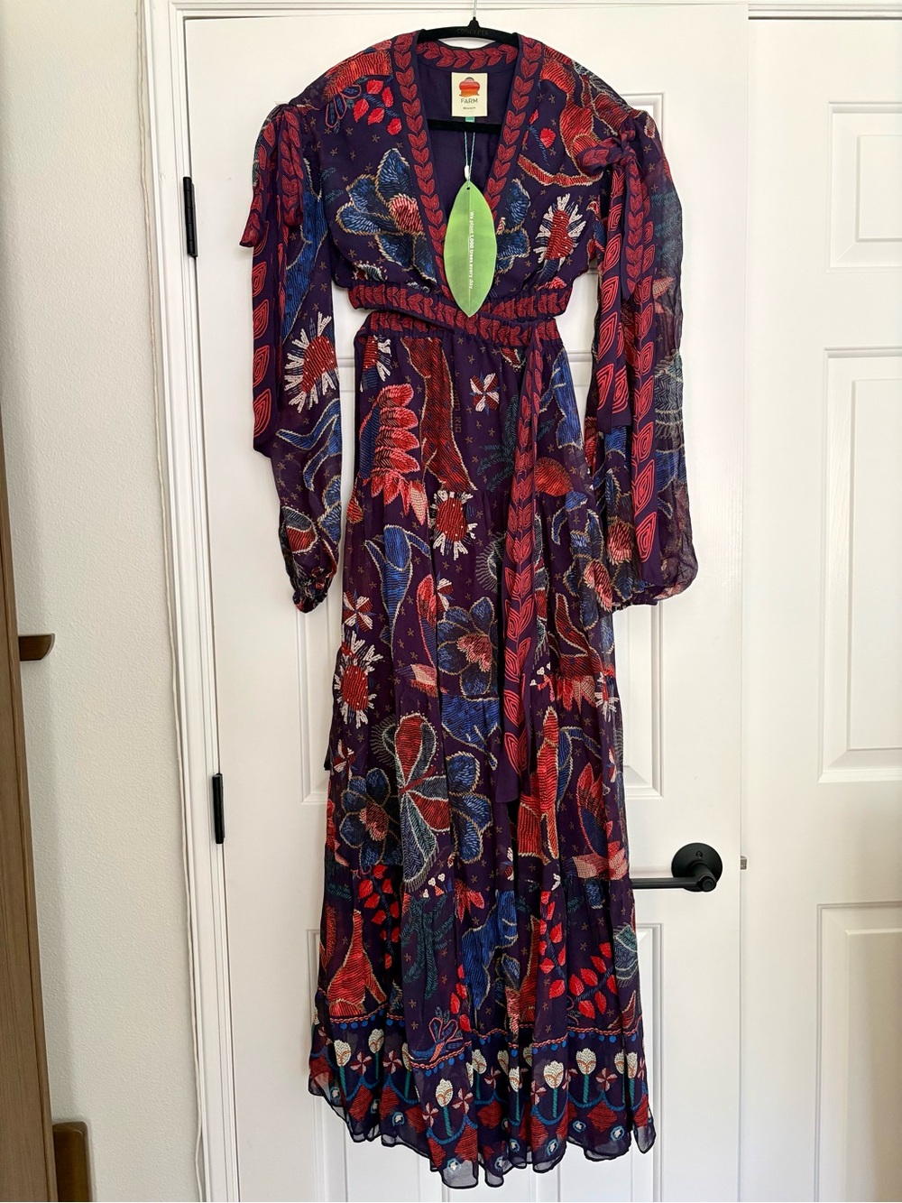 Farm rio Dark Blue Tropical Shine Cut Out Maxi Dress